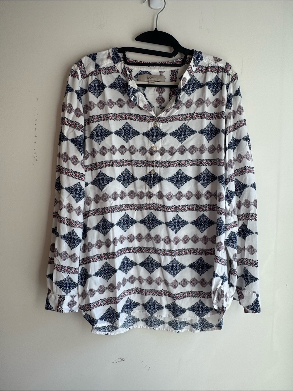 LOFT White Multicolor Geometric Print Tunic
